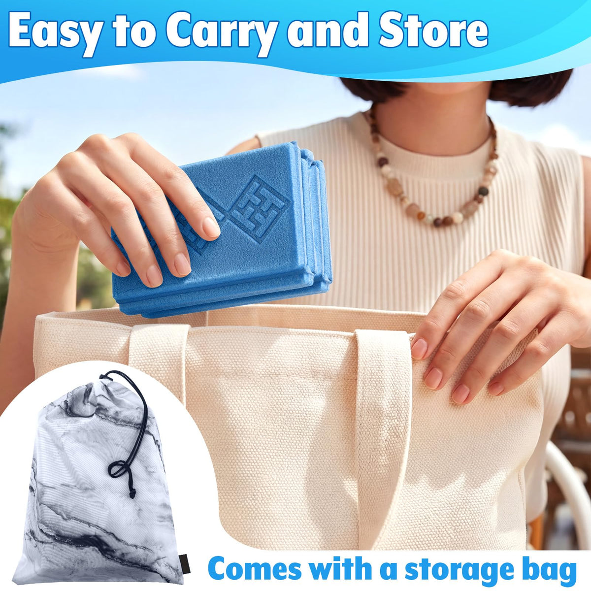 2 Pcs 15x11 Inch Foldable Waterproof Camping Seat Cushion Q1930