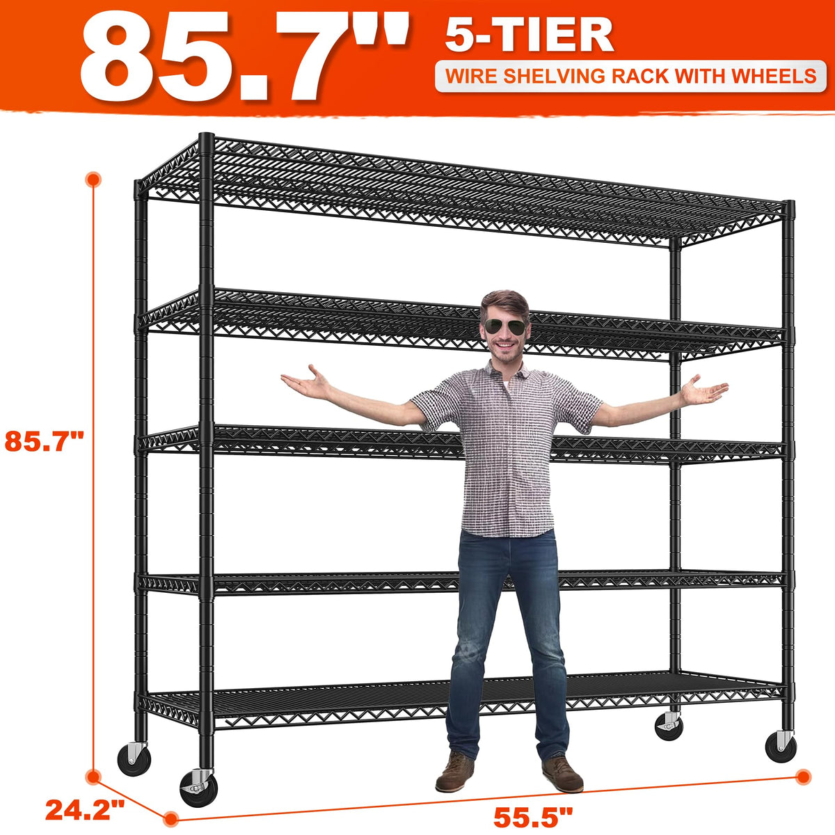 85.7" 5-Tier Adjustable Garage Shelving M1395
