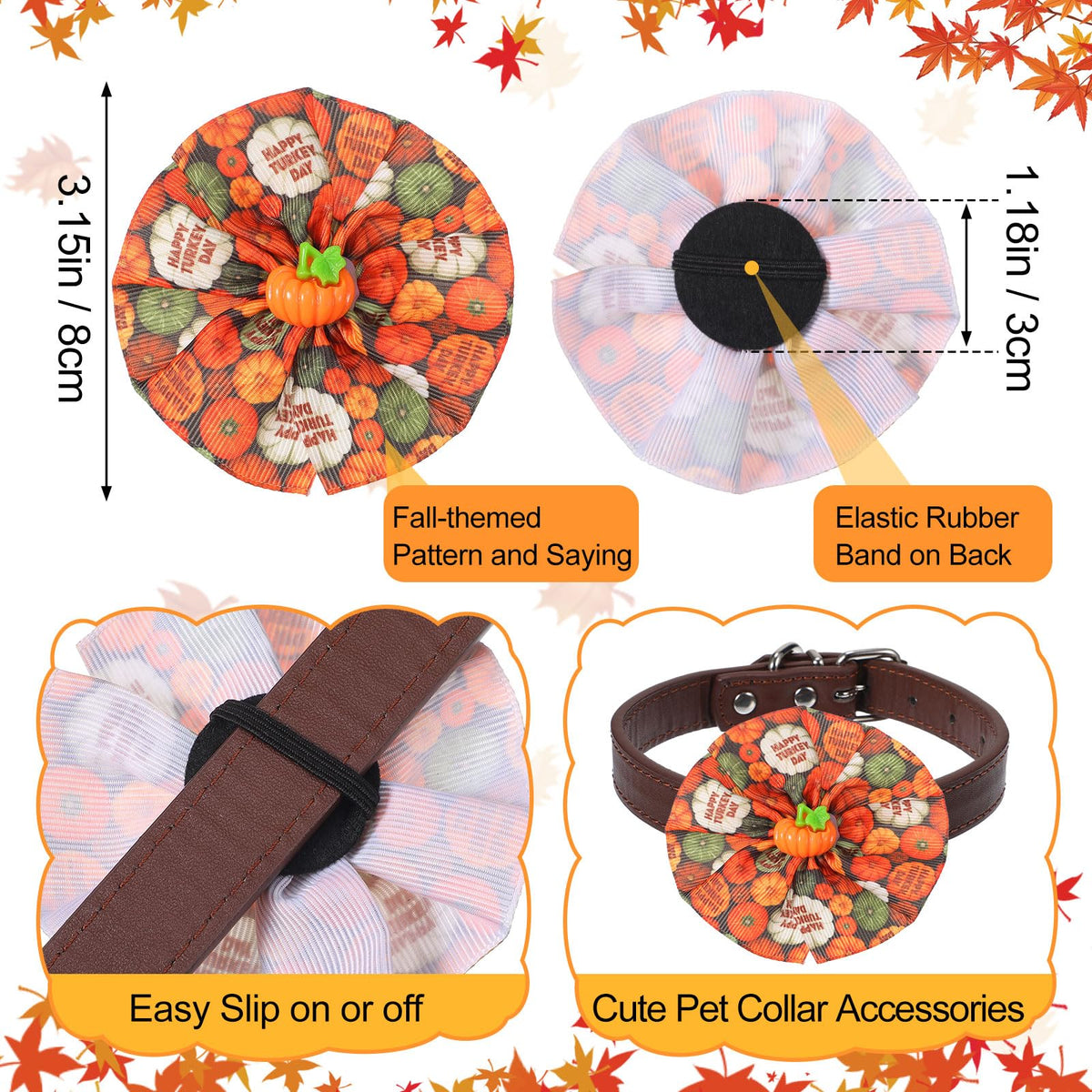 100 Pcs Dog Collar Flower Bows E3756