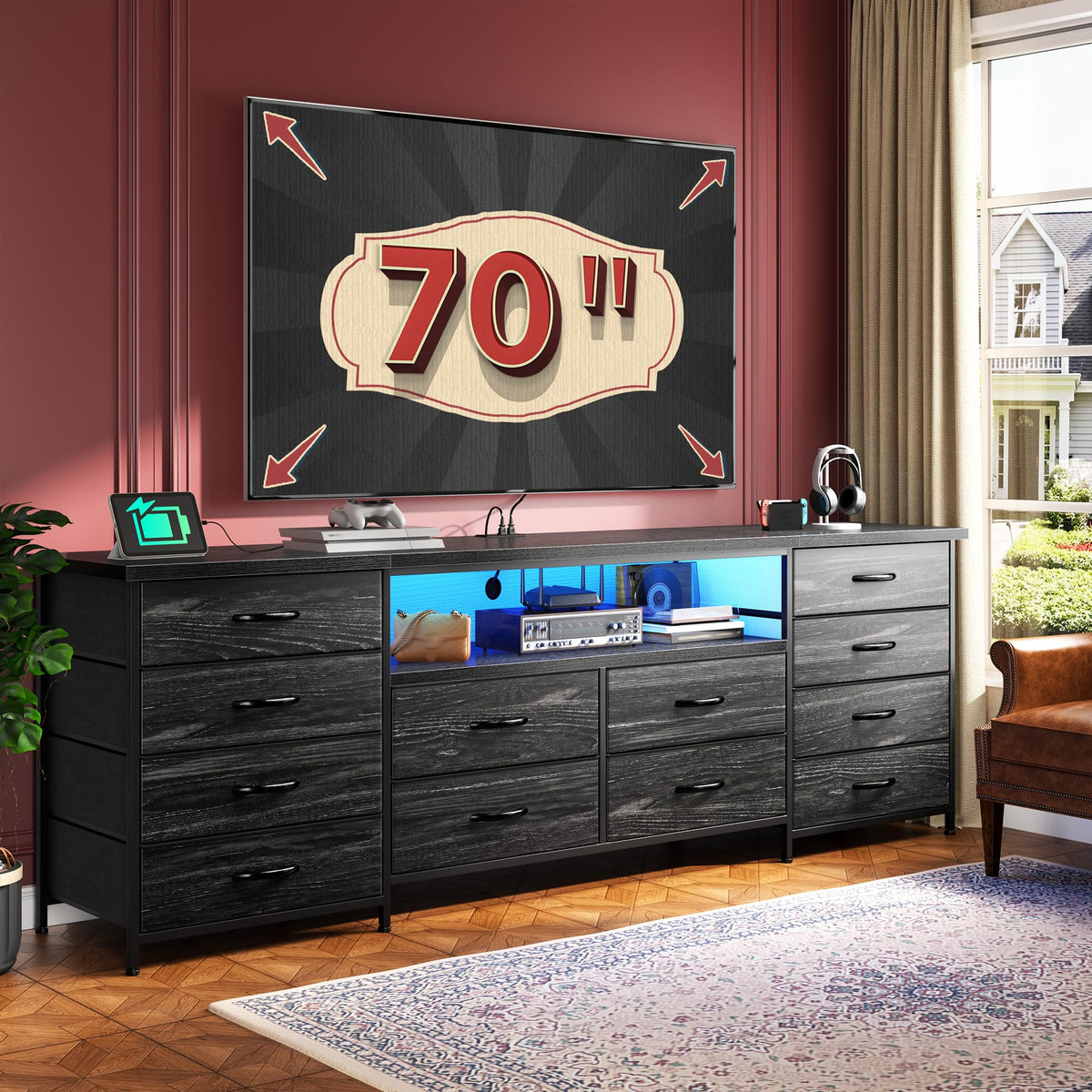 63" Dresser with 12 Fabric Drawers D898