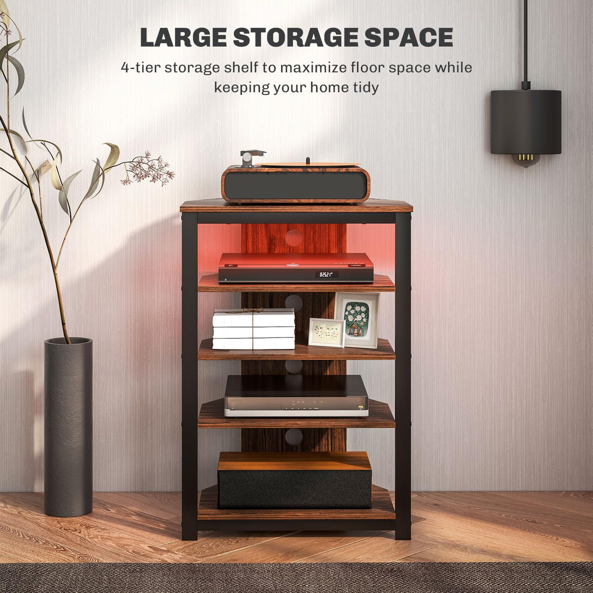 Brown 4-Tier Media Stand T262532