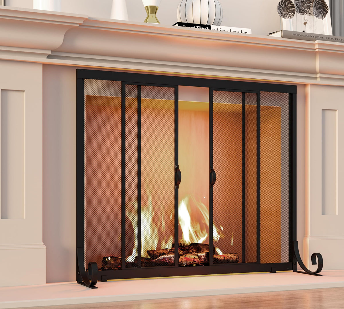 Sliding Wrought Iron Fireplace Screen H71880