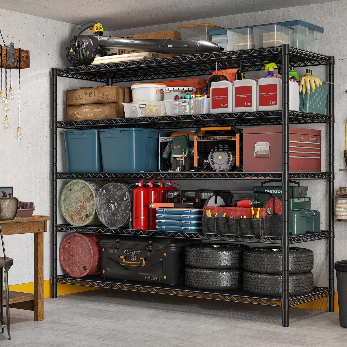 85.7" 5-Tier Adjustable Garage Shelving M1395
