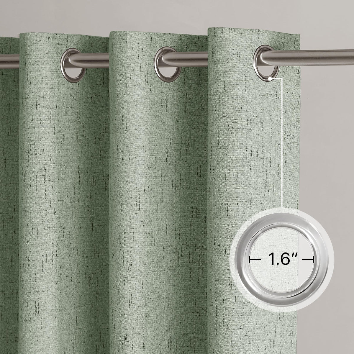 100% Blackout Linen Sliding Door Curtains, Sage Green, 1 Panel I8603