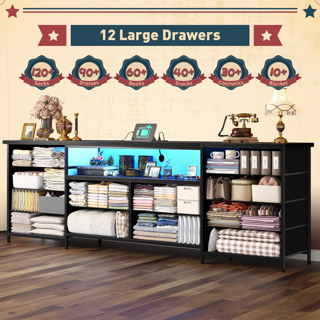 63" Dresser with 12 Fabric Drawers D898
