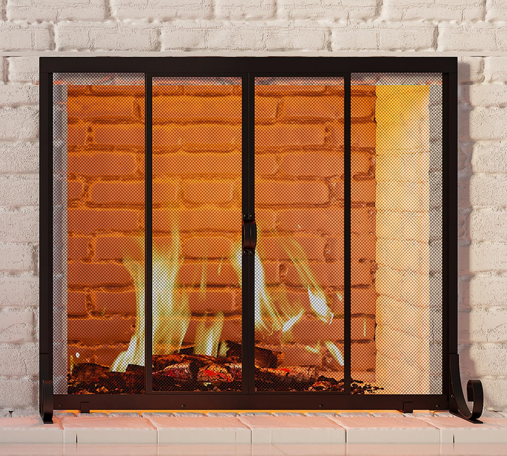 Sliding Wrought Iron Fireplace Screen H71880