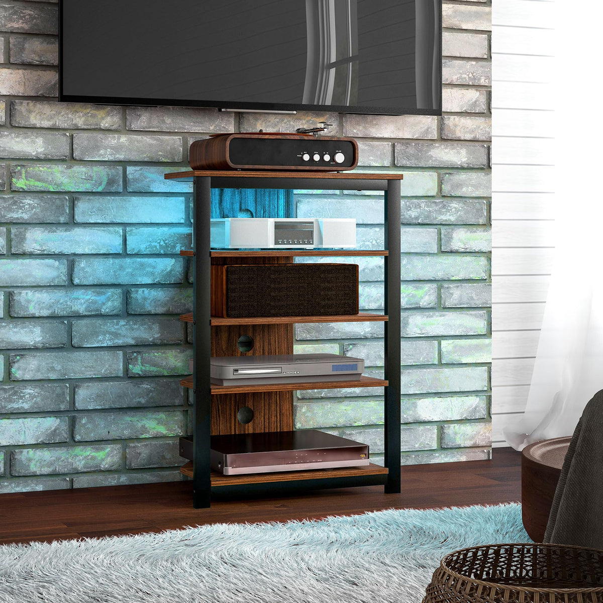 Brown 4-Tier Media Stand T262532