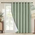 100% Blackout Linen Sliding Door Curtains, Sage Green, 1 Panel I8603