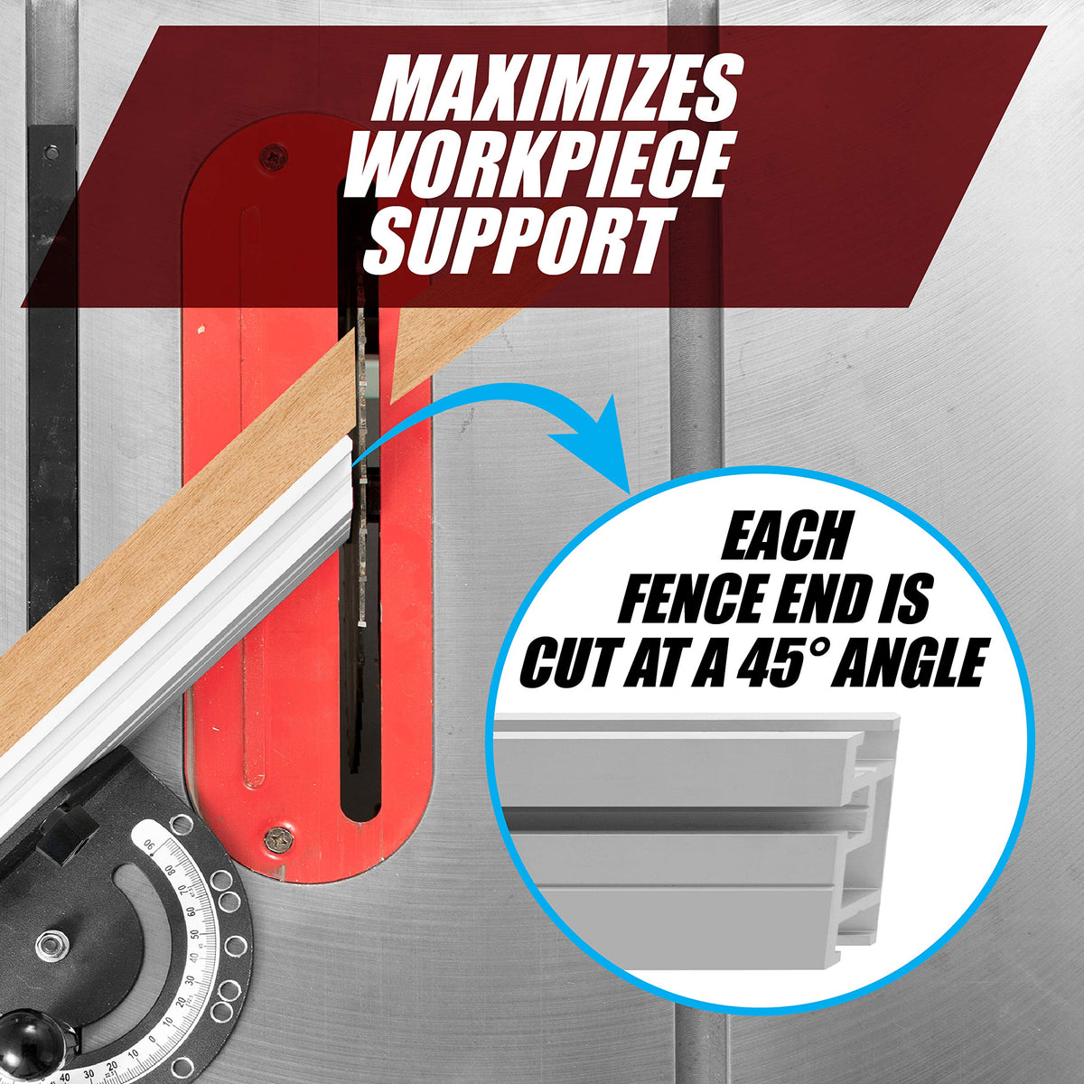 Aluminum Miter Gauge Fence with Flip Stop Y5479