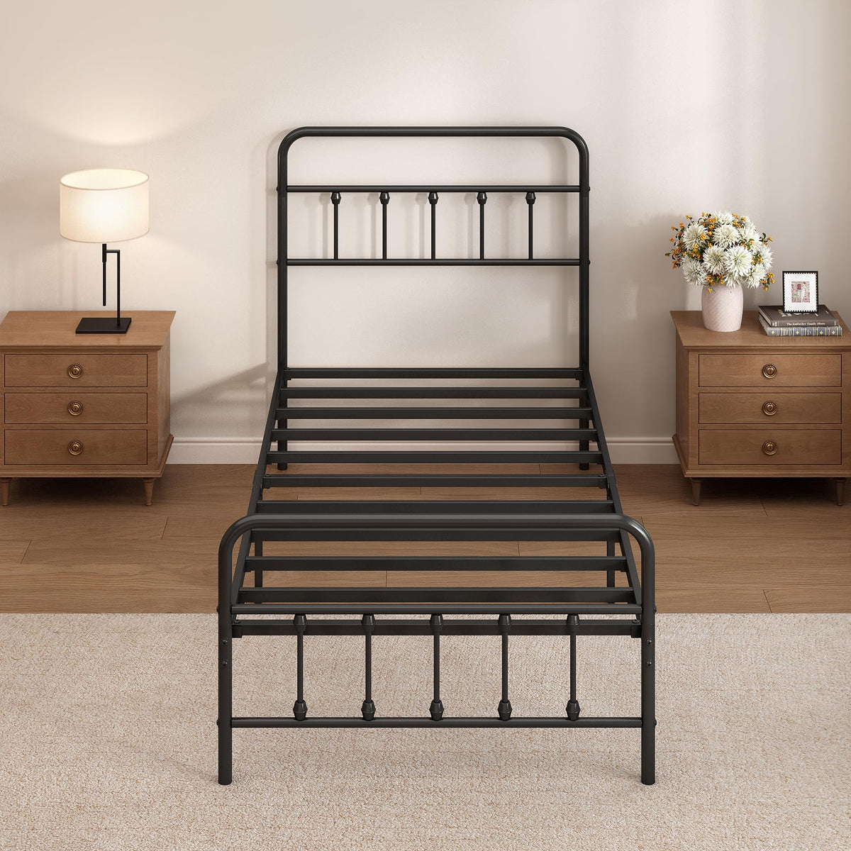 Twin Size Metal Bed Frame with Headboard and Footboard F5067