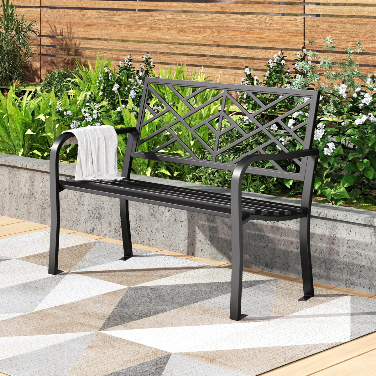 Black 43 Inches Outdoor Garden Bench G712050